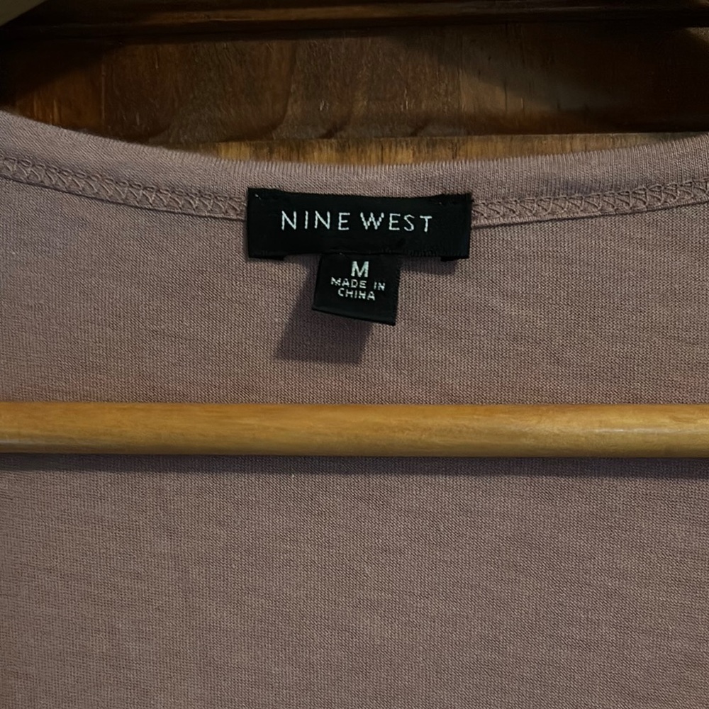Nine West Tan Sequin Short Sleeve T-Shirt - Picture 2 of 8
